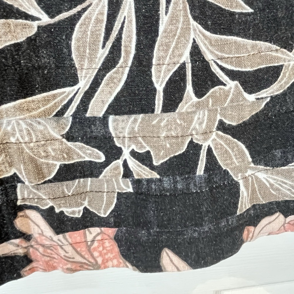 Nicole Miller Womens Linen Blend Black Pink Floral Sz M Short Sleeve Tiered Hem - Picture 3 of 8